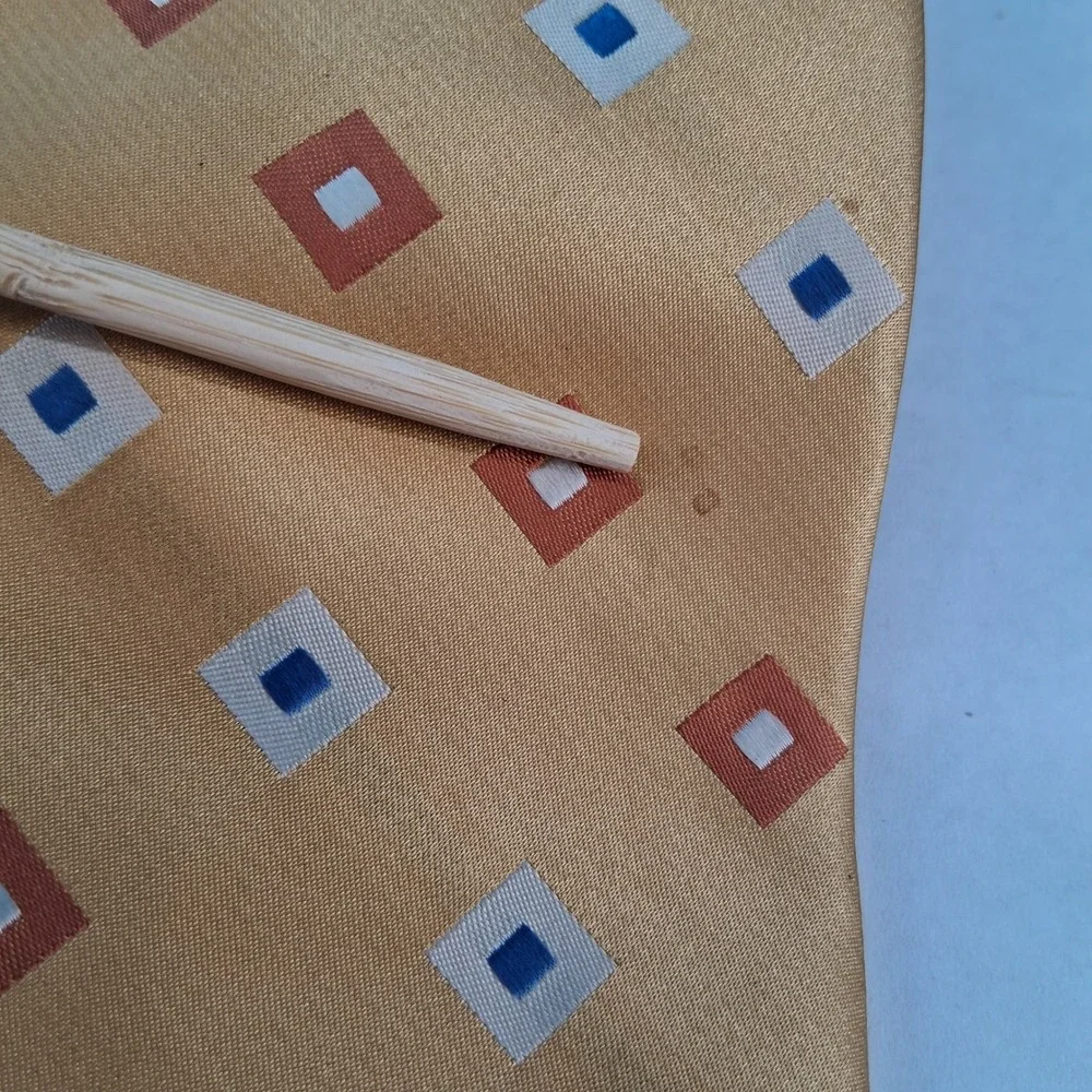 City of London Tie Mens OS Gold Geometric Squares Silk Polka Dot Lining Classic